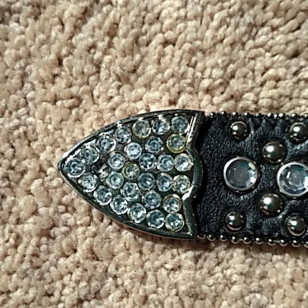 Genuine leather‎ western black bling belt size lg